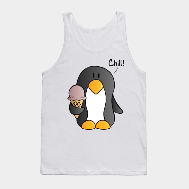 Chill! - Penguin with Chocolate Ice Cream Tank Top by FlyingDodo